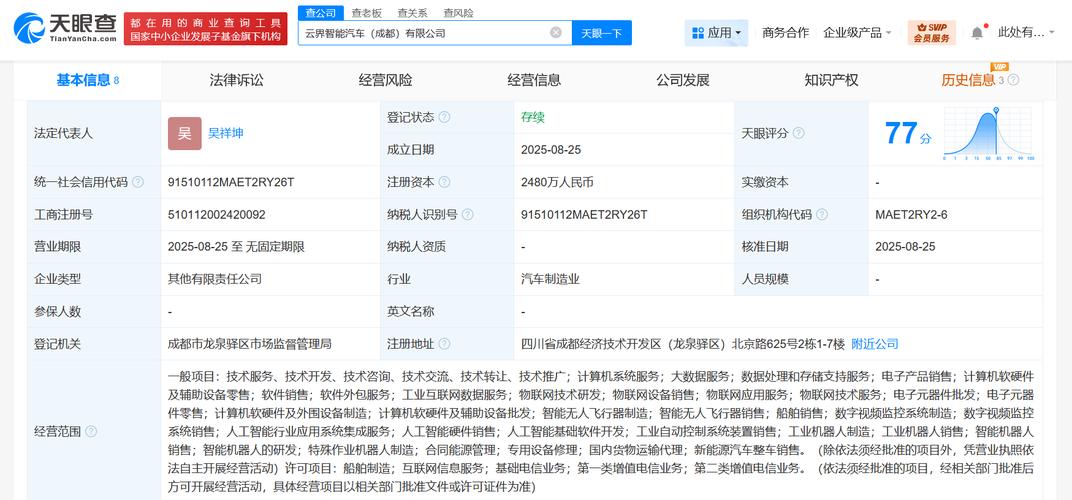 注册资本2480万人民币,经营范围含计算机系统服务,大数据服务,数据处